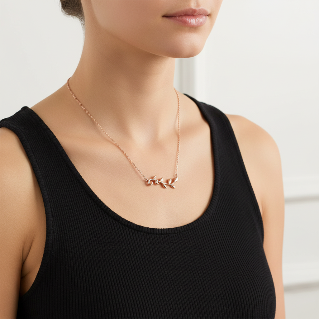 Olive Leaf Vine Pendant Necklace