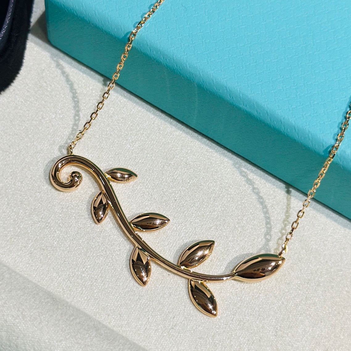 Olive Leaf Vine Pendant Necklace