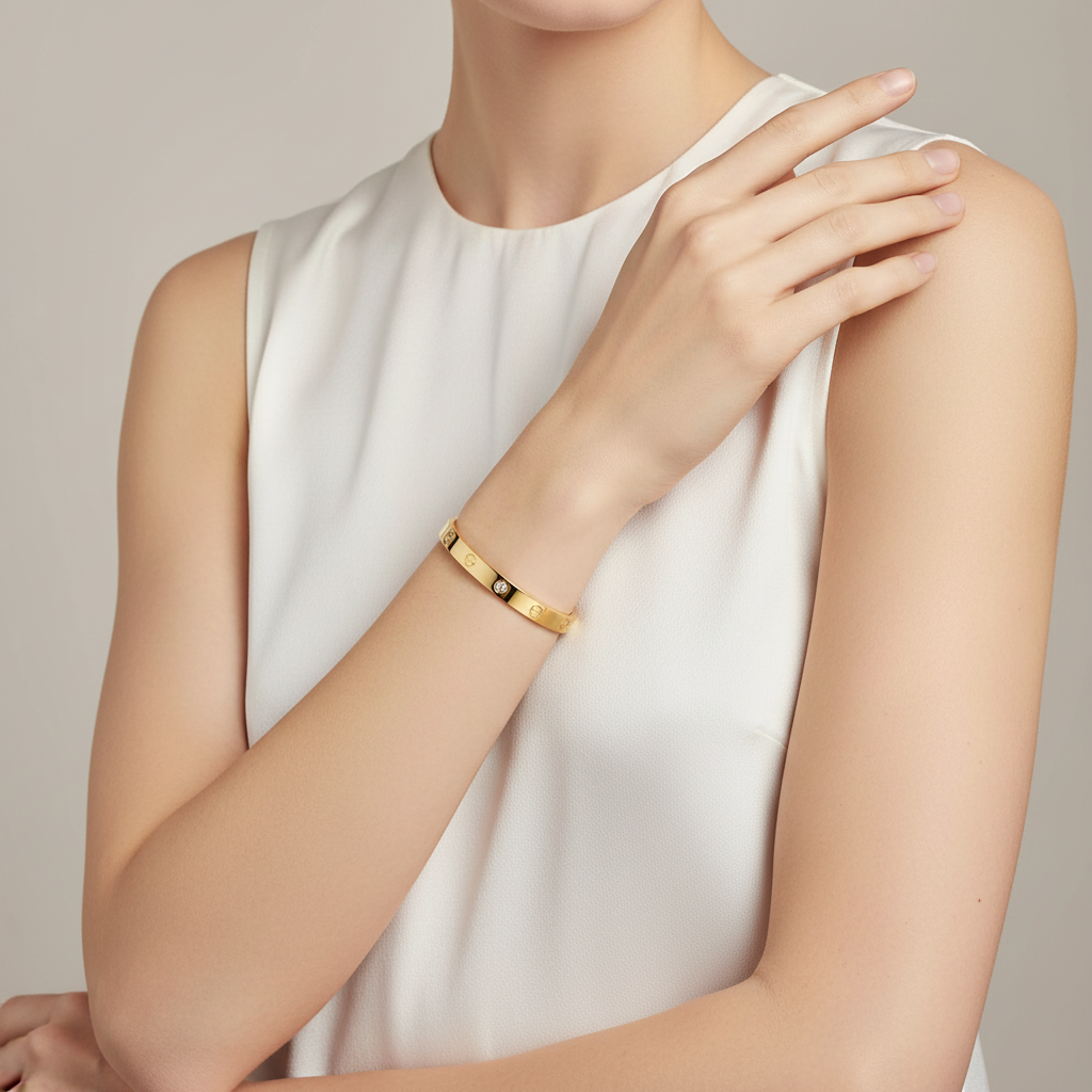 Open Cuff 1 Diamond Love Bracelet