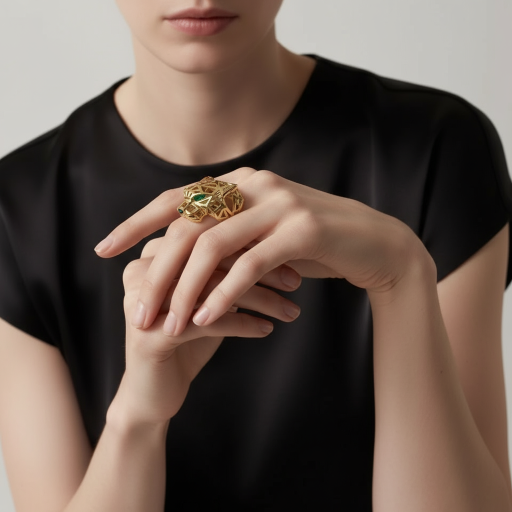 Panthère De Ring in 18K Gold Vermeil