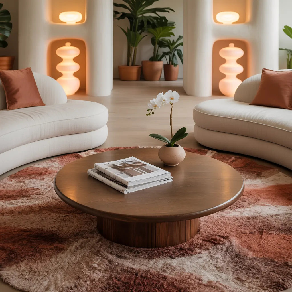 Pedestal Coffee Table Sculptural Modern Accent for Living Spaces