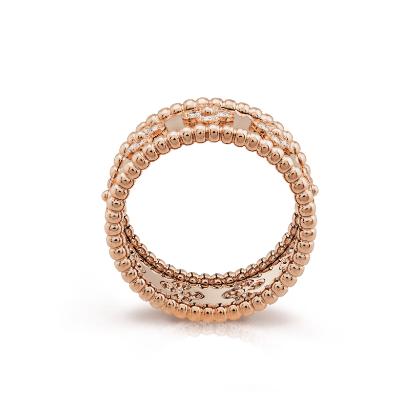 Perlée Clovers Diamond Ring in 18K Gold Vermeil
