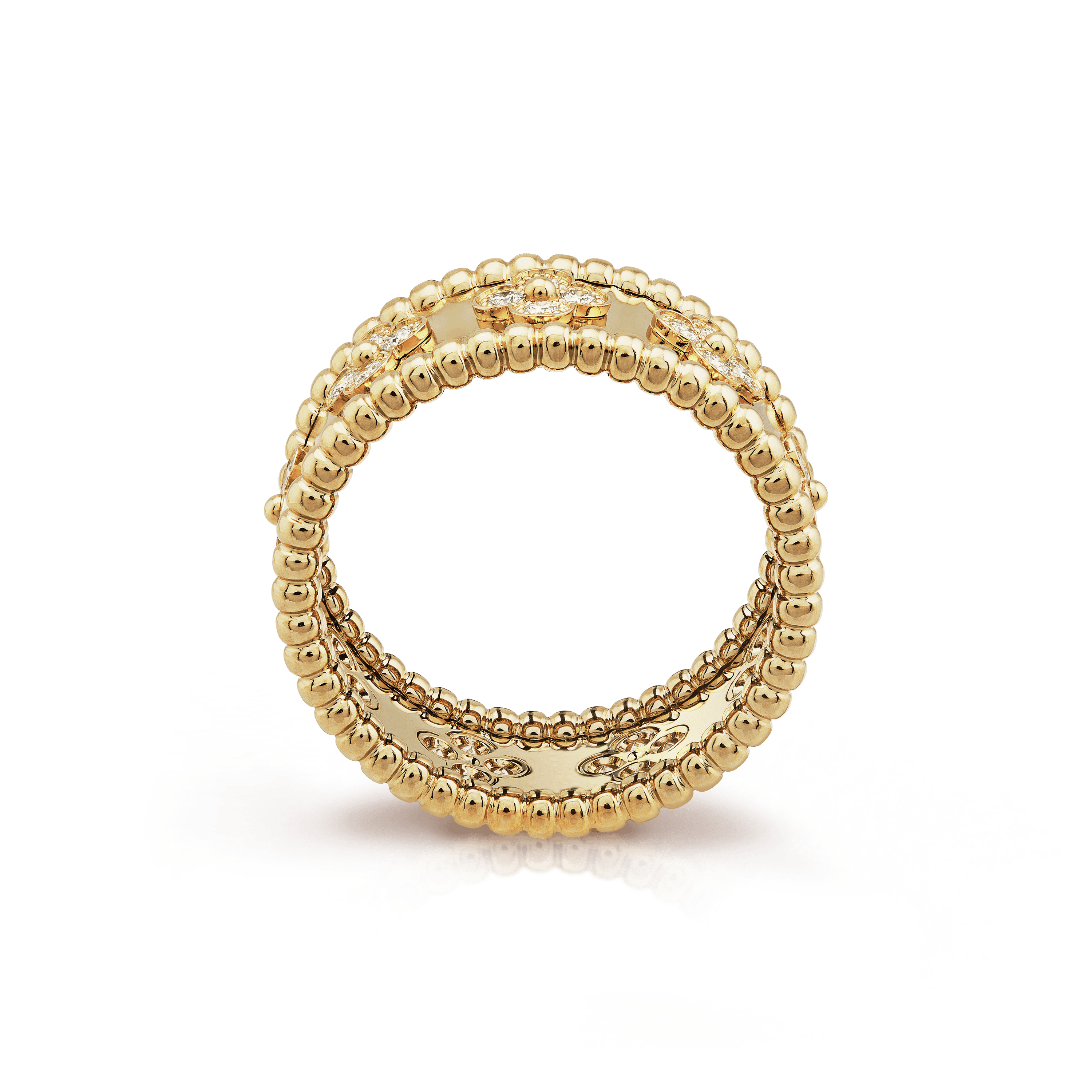 Perlée Clovers Diamond Ring in 18K Gold Vermeil