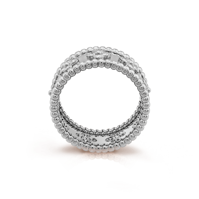 Perlée Clovers Diamond Ring in 18K Gold Vermeil