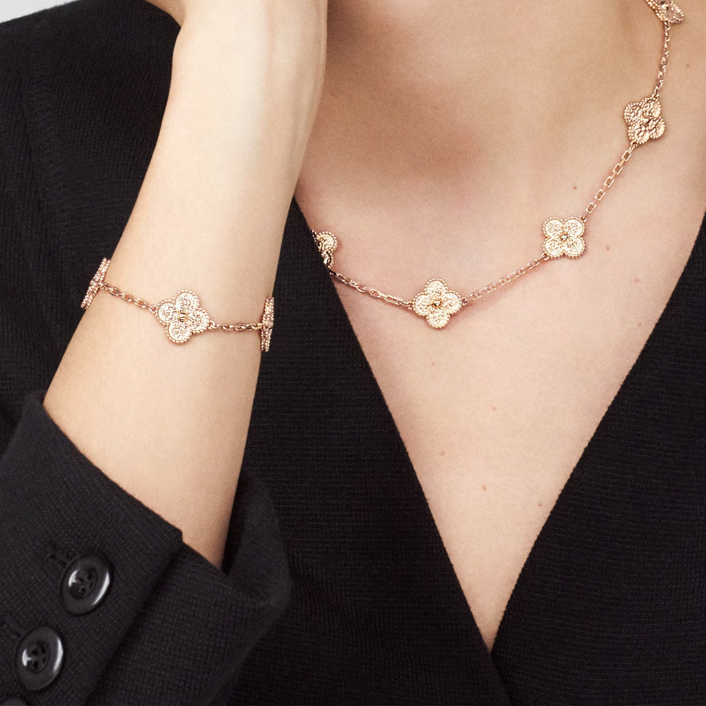 Rose Gold Five Motifs Clover Bracelet