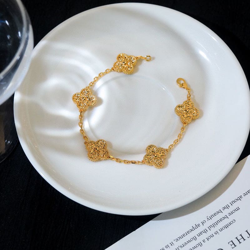 Rose Gold Five Motifs Clover Bracelet