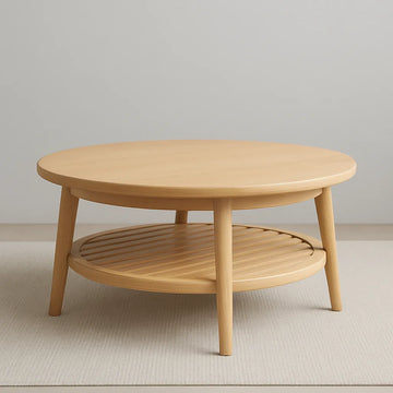 Round Coffee Table Two Tier Open Storage For Airy Living Space