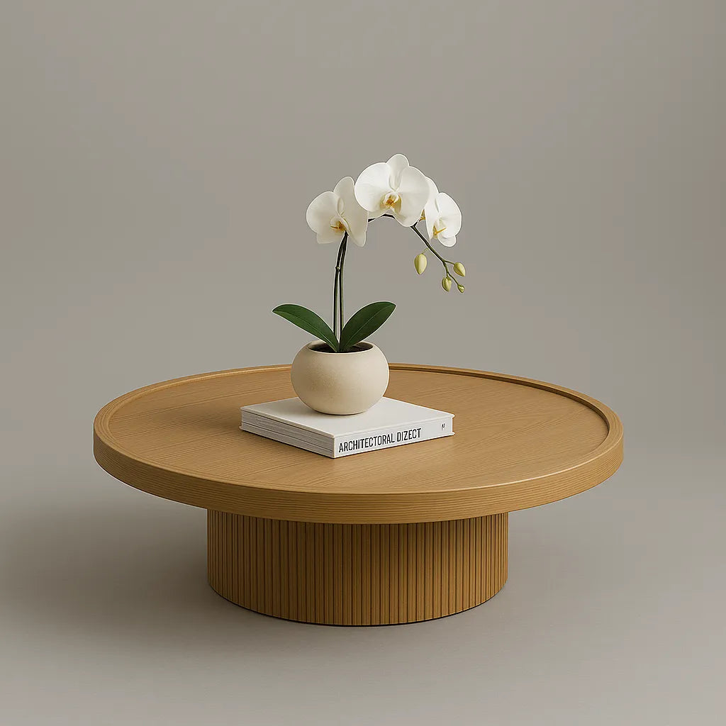 Round Pedestal Table Modern Sculptural Statement for Living Room