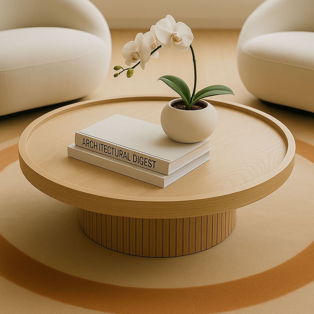 Round Pedestal Table Modern Sculptural Statement for Living Room