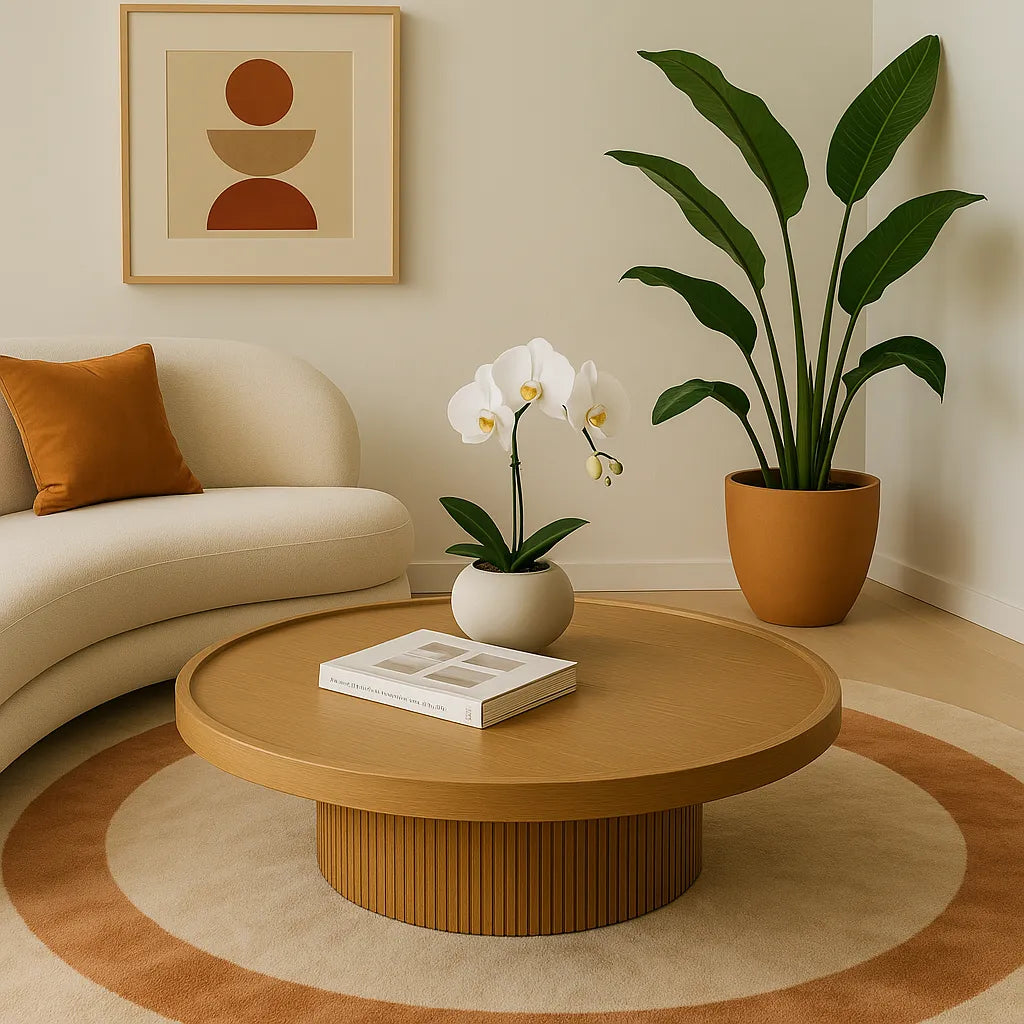 Round Pedestal Table Modern Sculptural Statement for Living Room