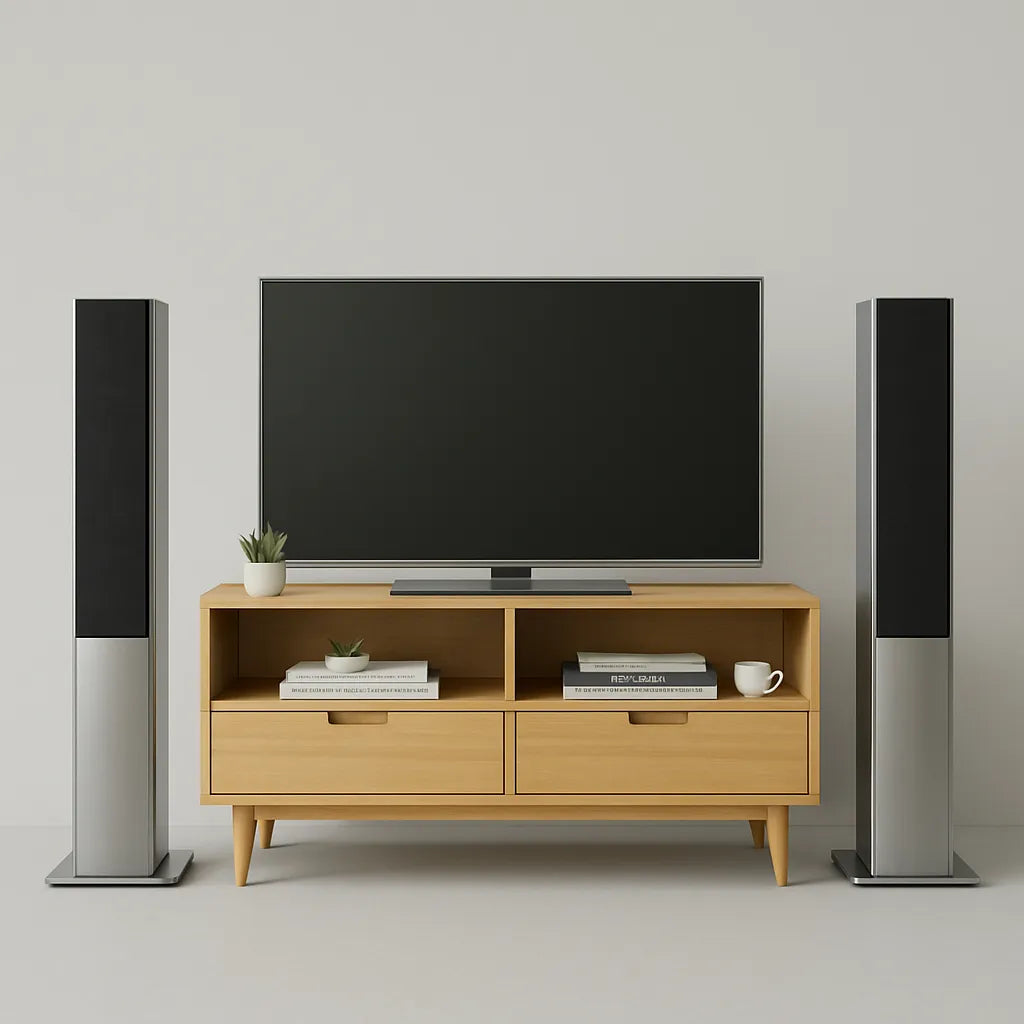 Scandinavian TV Shelf Functional Open Storage For Modern Space