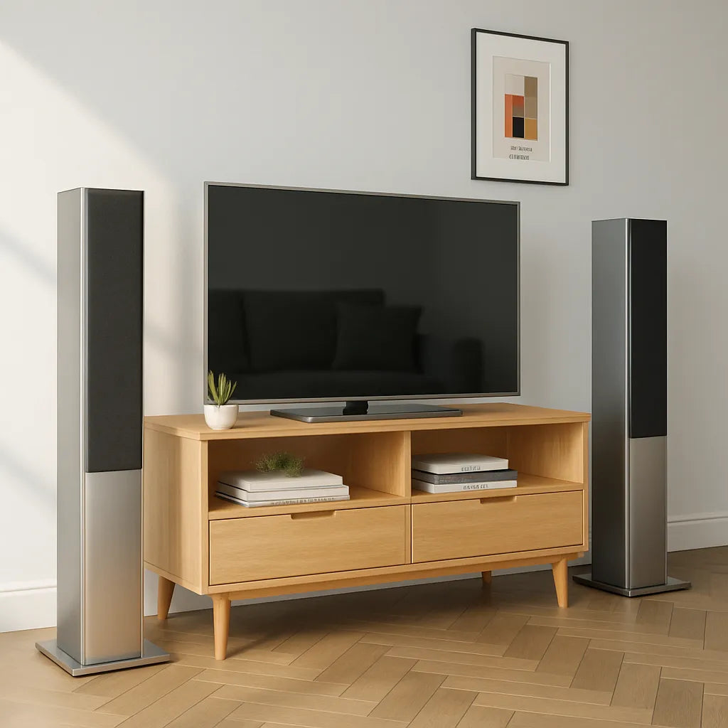 Scandinavian TV Shelf Functional Open Storage For Modern Space