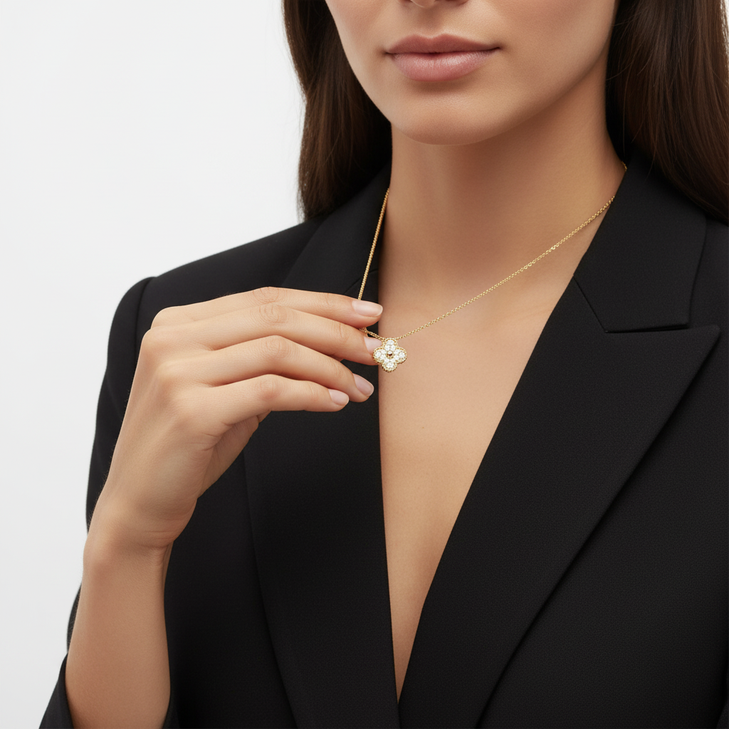 Sweet Alhambra Diamond Clover Necklace