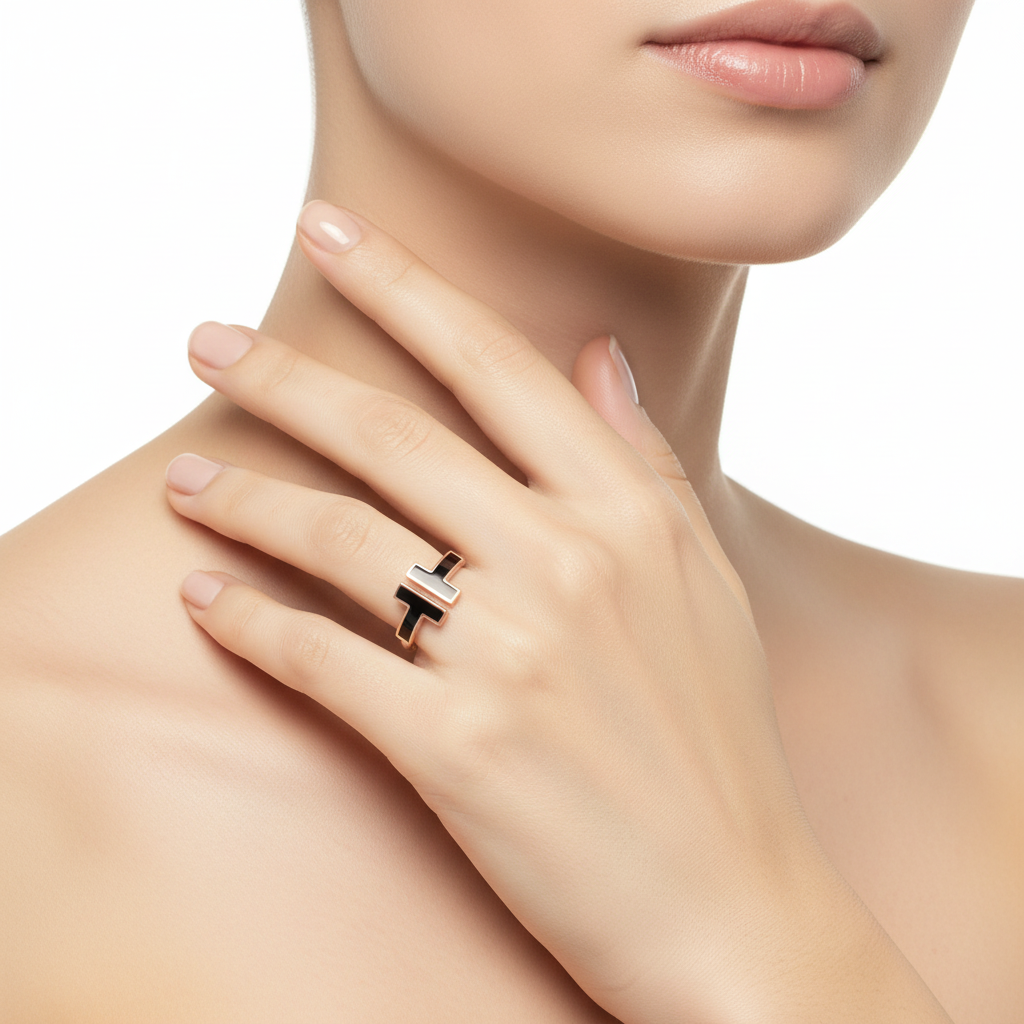 T Black Onyx Wire Ring