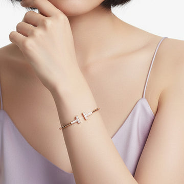 T Diamond Wire Bracelet
