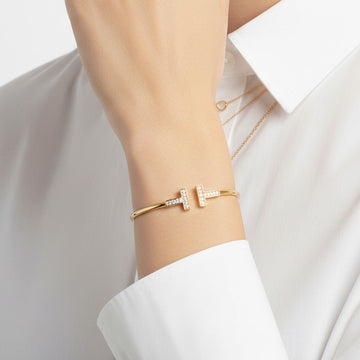 T Diamond Wire Bracelet Elegant
