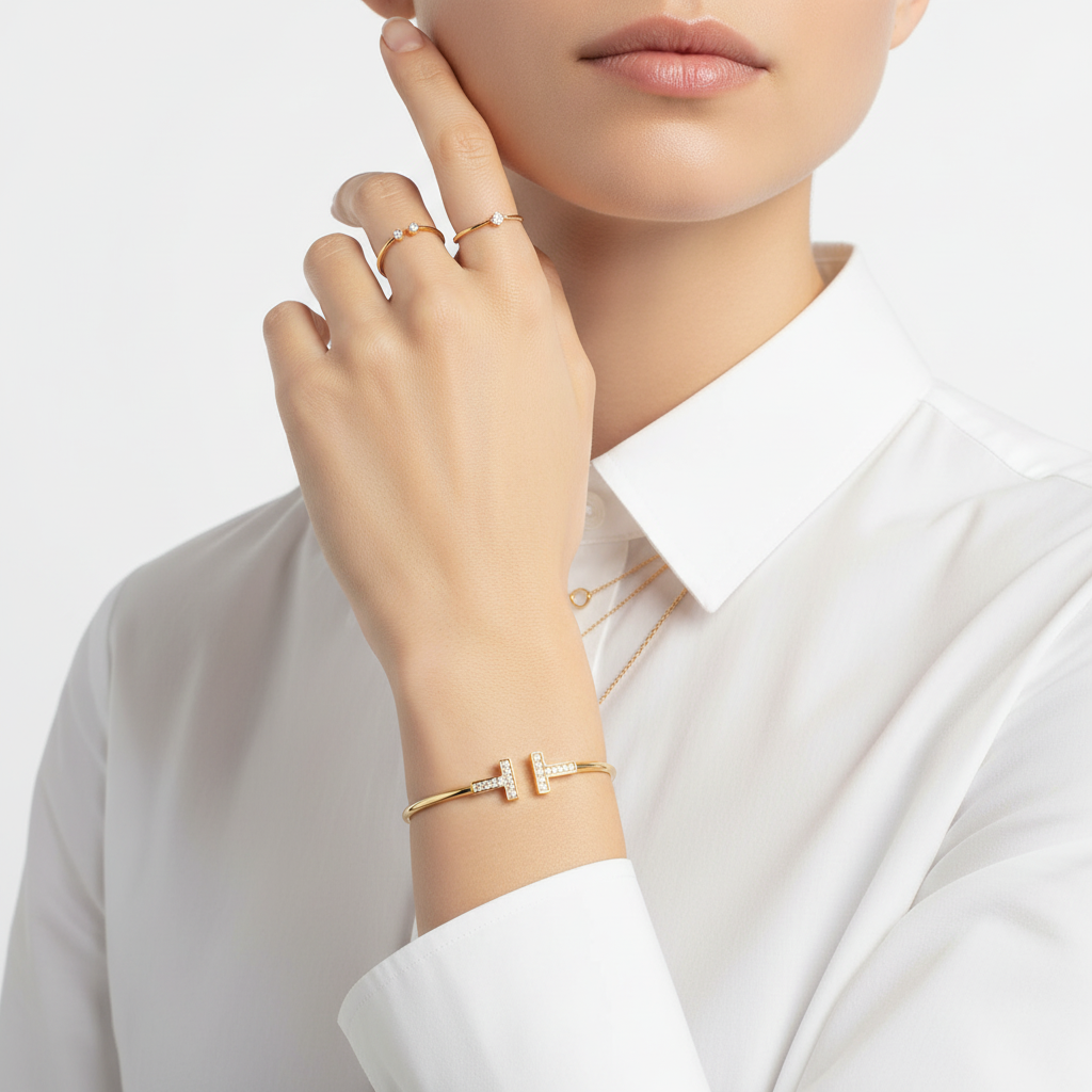 T Diamond Wire Bracelet Elegant