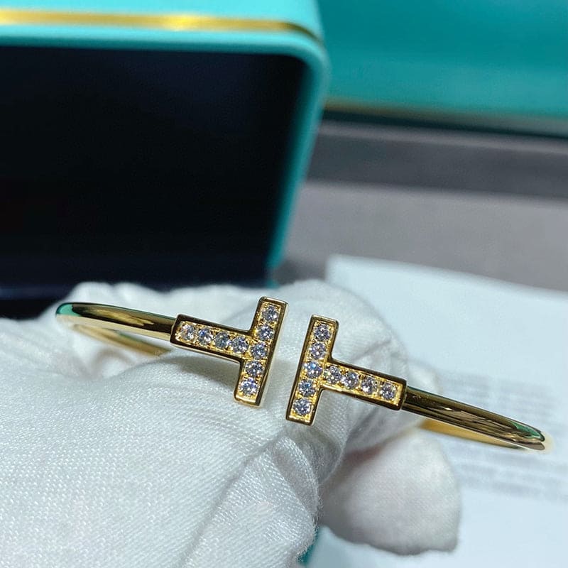 T Diamond Wire Bracelet Elegant