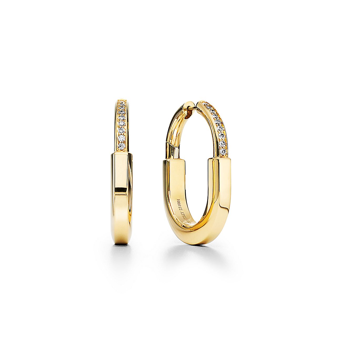 T Lock Diamond Medium Hoop Earrings