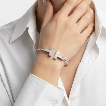 T Wide Diamond Wire Bracelet