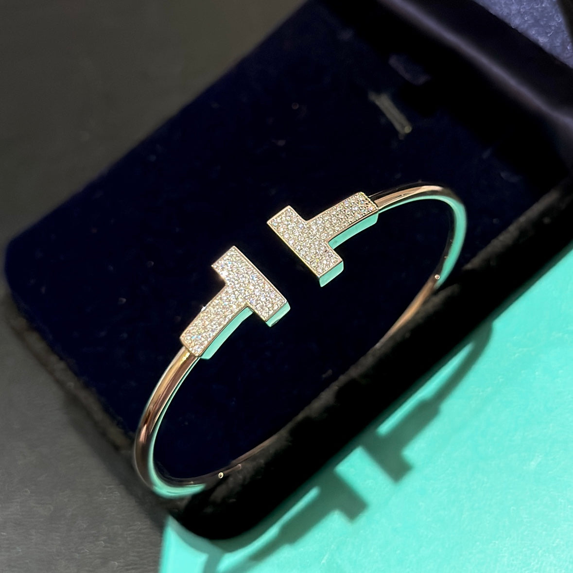 T Wide Diamond Wire Bracelet