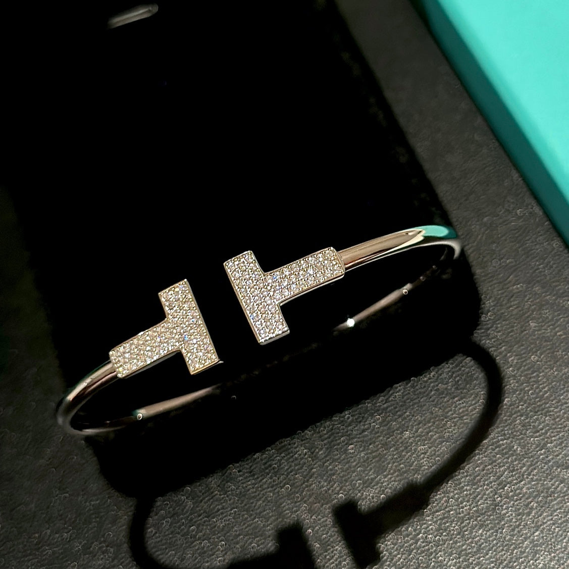 T Wide Diamond Wire Bracelet