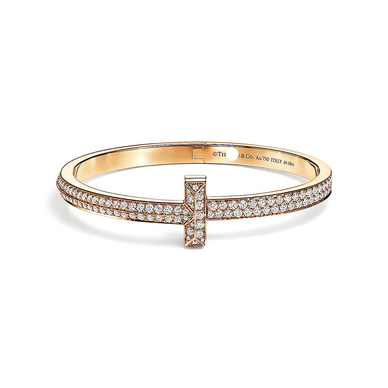 T1 Wide Diamond Hinged Bangle Bracelet