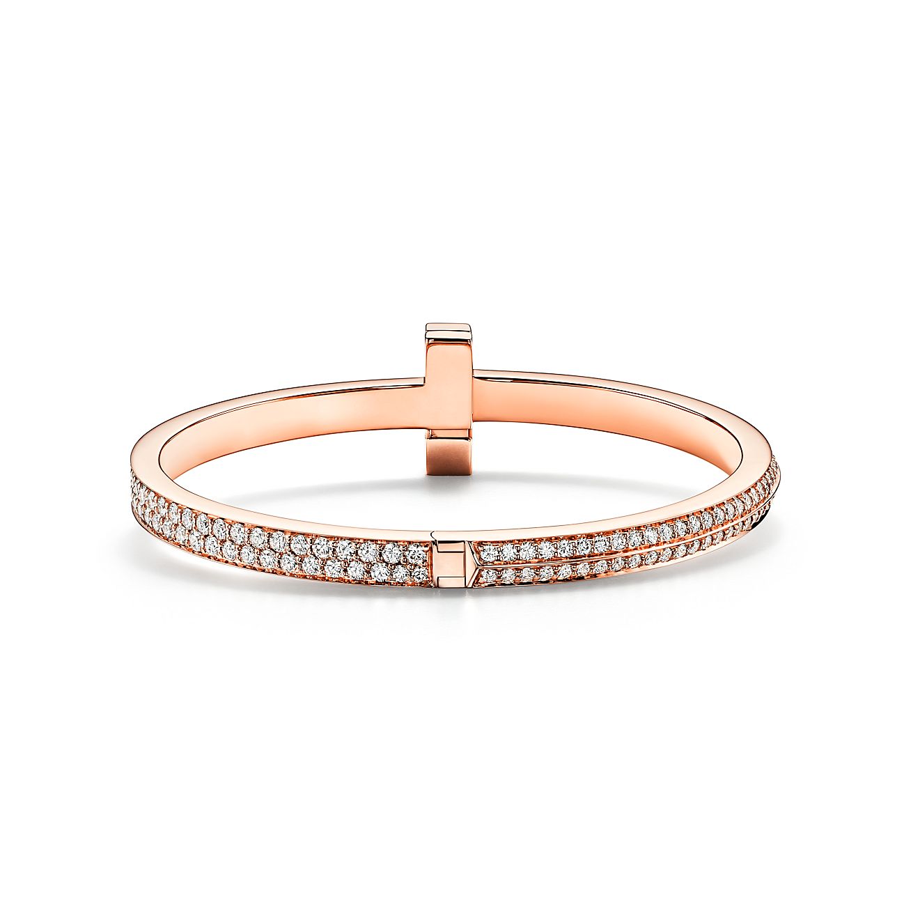 T1 Wide Diamond Hinged Bangle Bracelet
