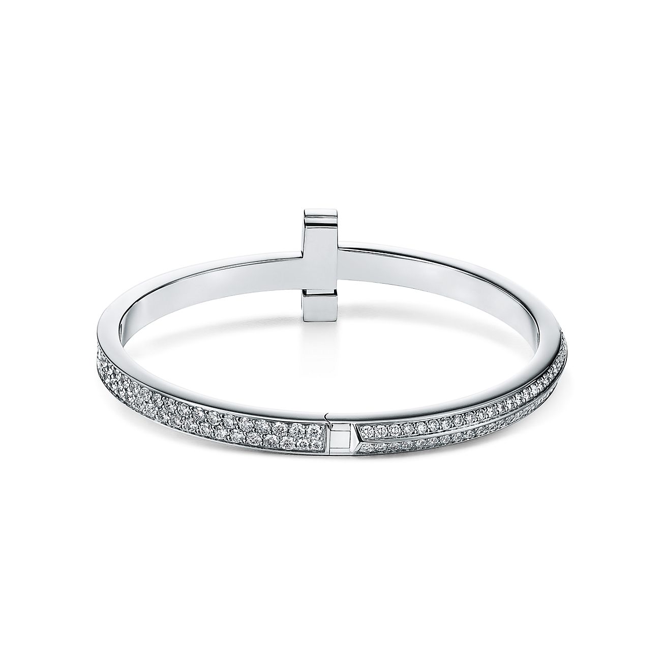 T1 Wide Diamond Hinged Bangle Bracelet