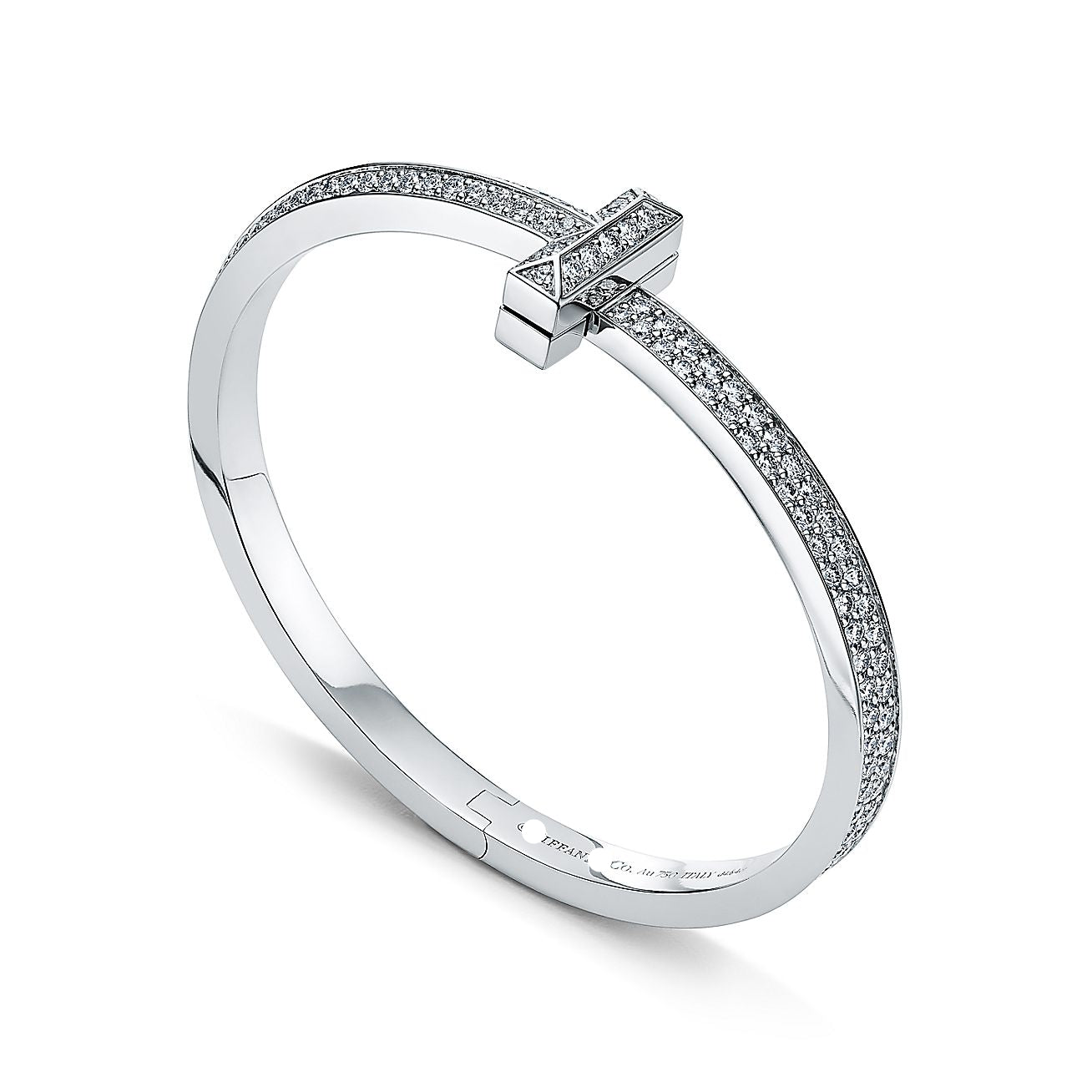 T1 Wide Diamond Hinged Bangle Bracelet