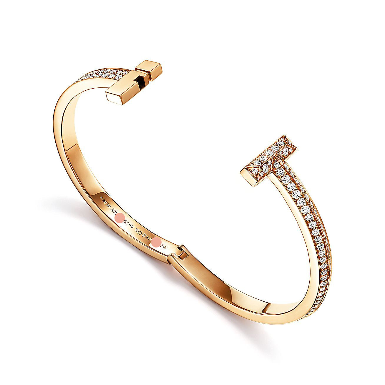 T1 Wide Diamond Hinged Bangle Bracelet