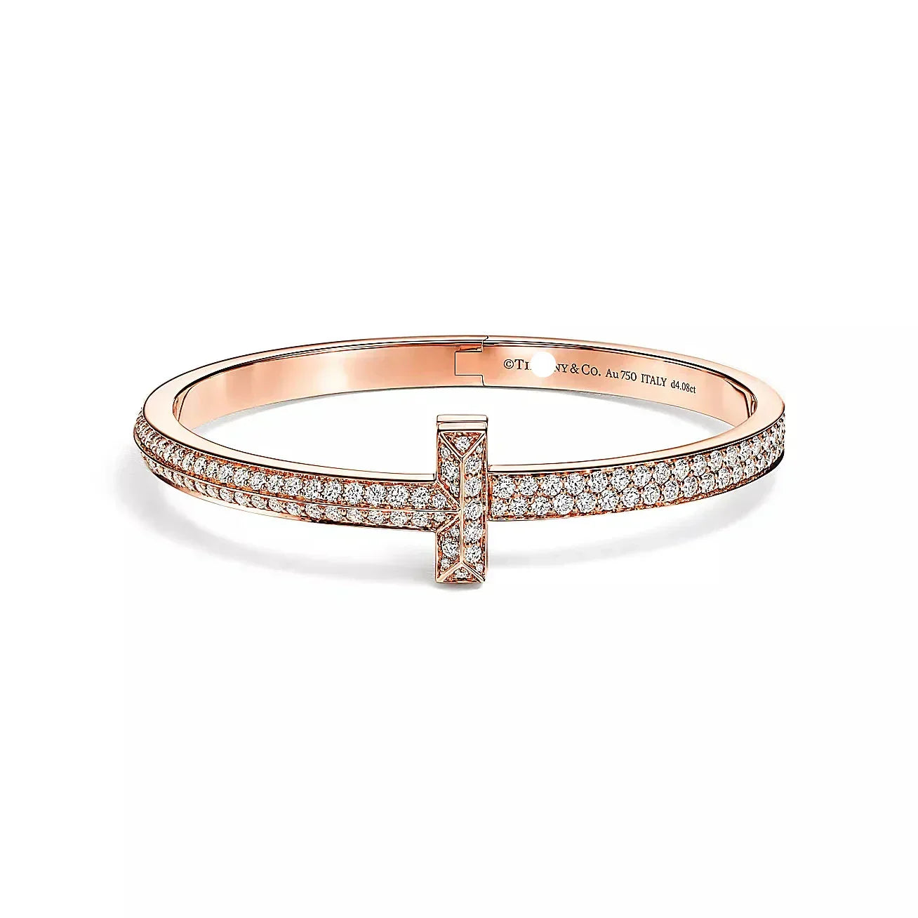 T1 Wide Diamond Hinged Bangle Bracelet