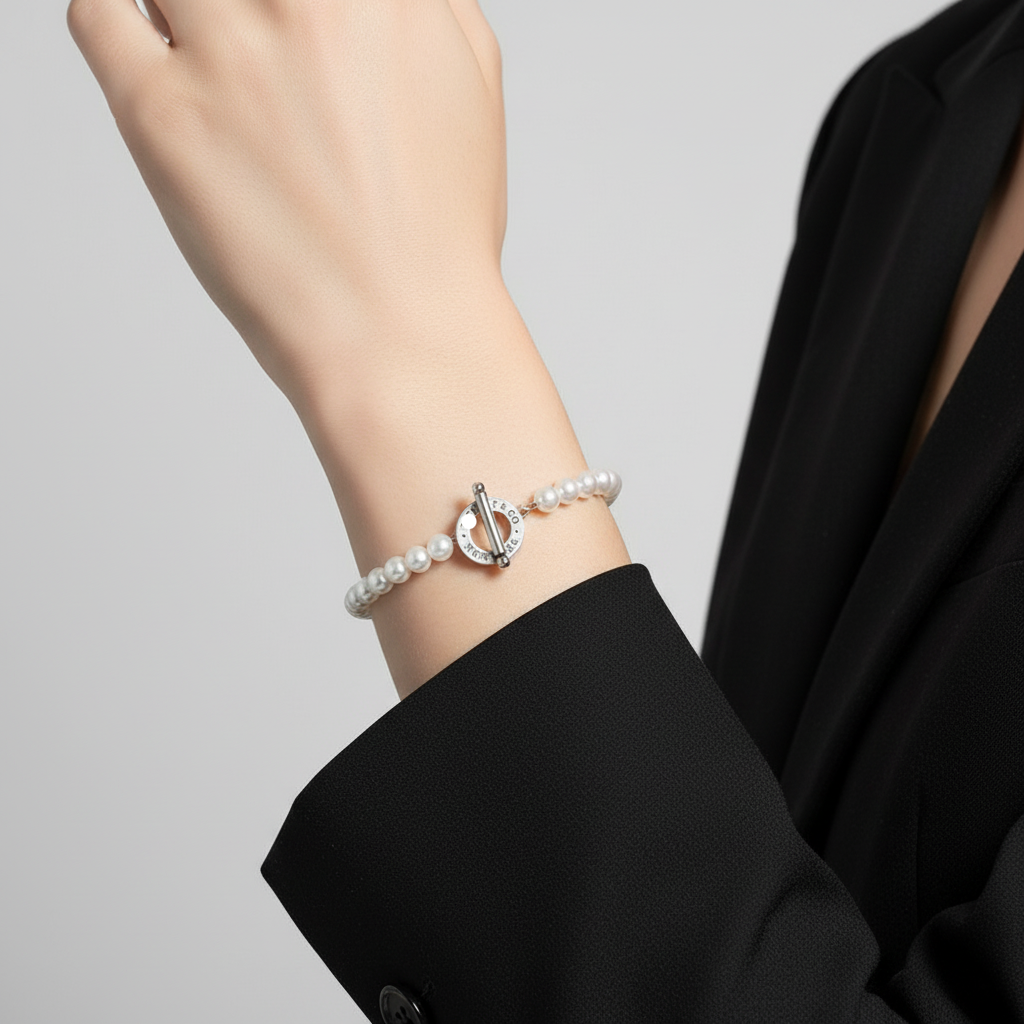 Tag Beads Toggle Clasp Bracelet