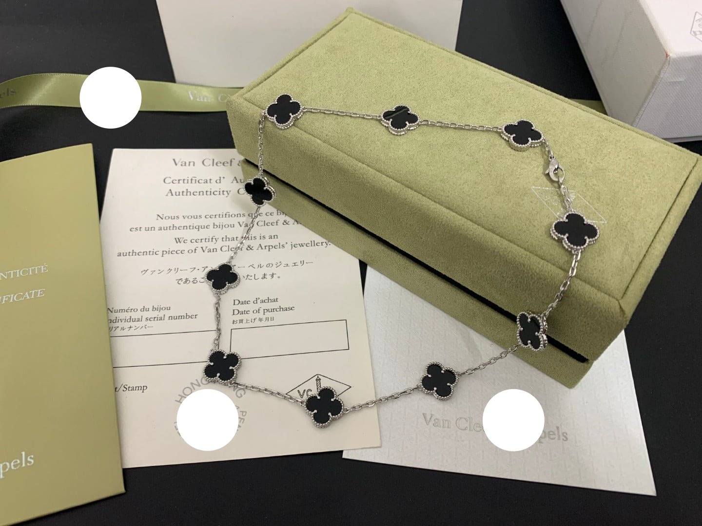 Vintage Alhambra Black 10 Motifs Clover Necklace