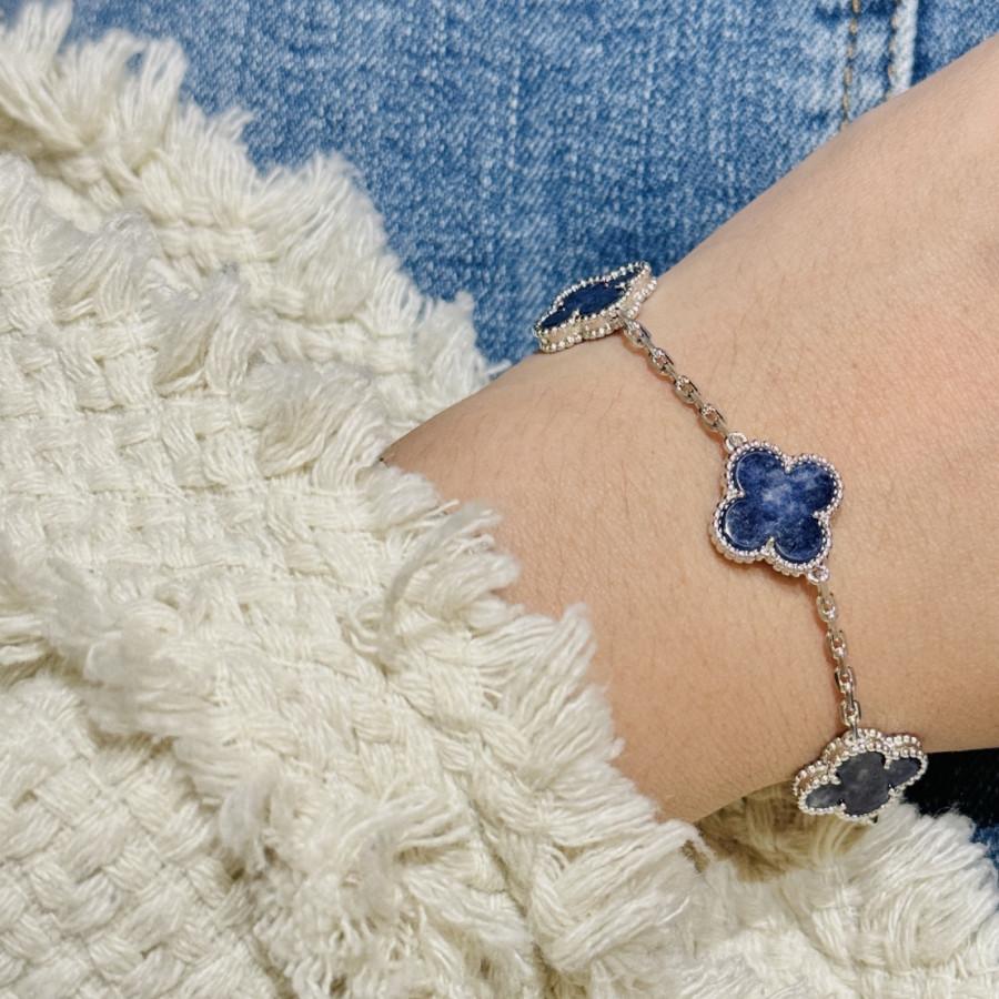 Vintage Alhambra Crystal Blue Clover Bracelet