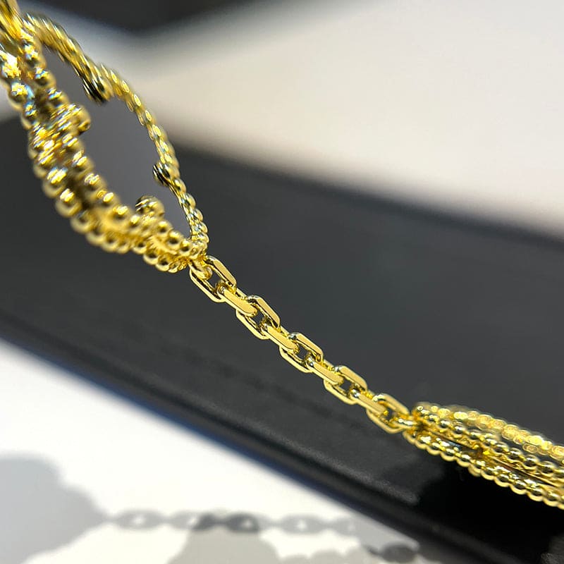 Vintage Alhambra Five Motifs Black Clover Bracelet