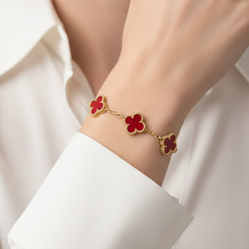 Vintage Alhambra Five Motifs Carnelian Bracelet