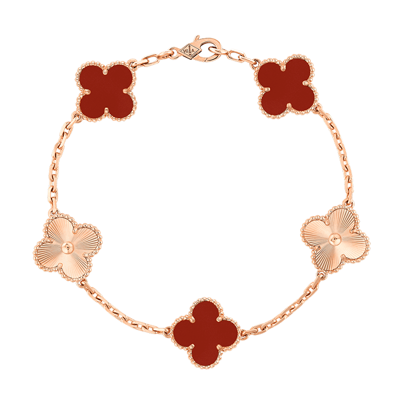 18K Vintage Alhambra Five Motifs Carnelian Bracelet