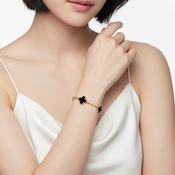 Vintage Alhambra Five Motifs Clover Onyx Bracelet