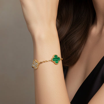 Vintage Alhambra Five Motifs Malachite Diamonds