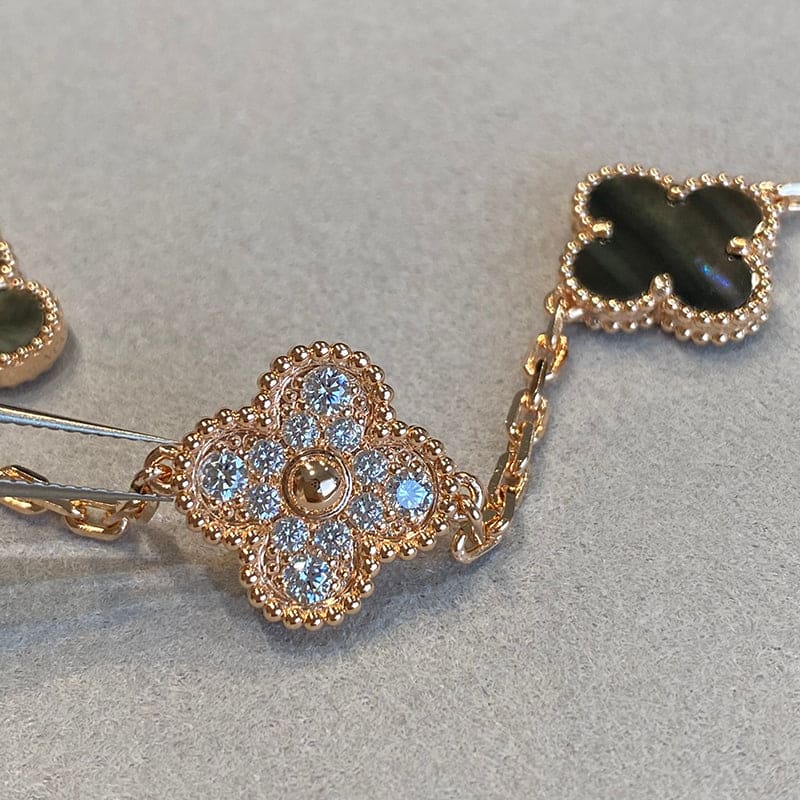 Vintage Alhambra Five Motifs Pearl Bracelet