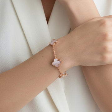 Vintage Alhambra Five Motifs Pink Opal Bracelet