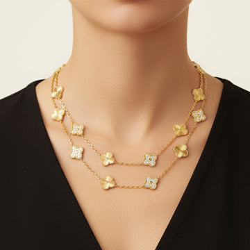 Vintage Alhambra Gold 20 Motifs Long Necklace