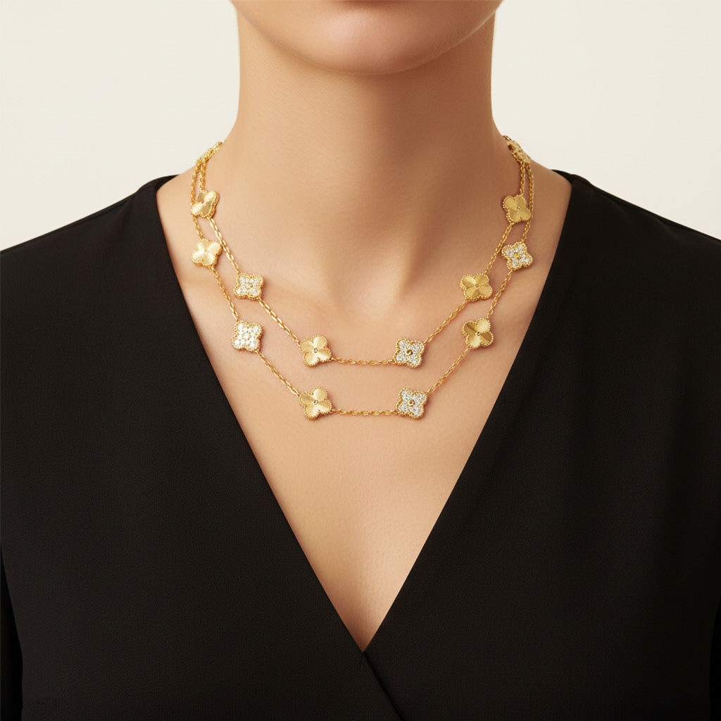 Vintage Alhambra Gold 20 Motifs Long Necklace