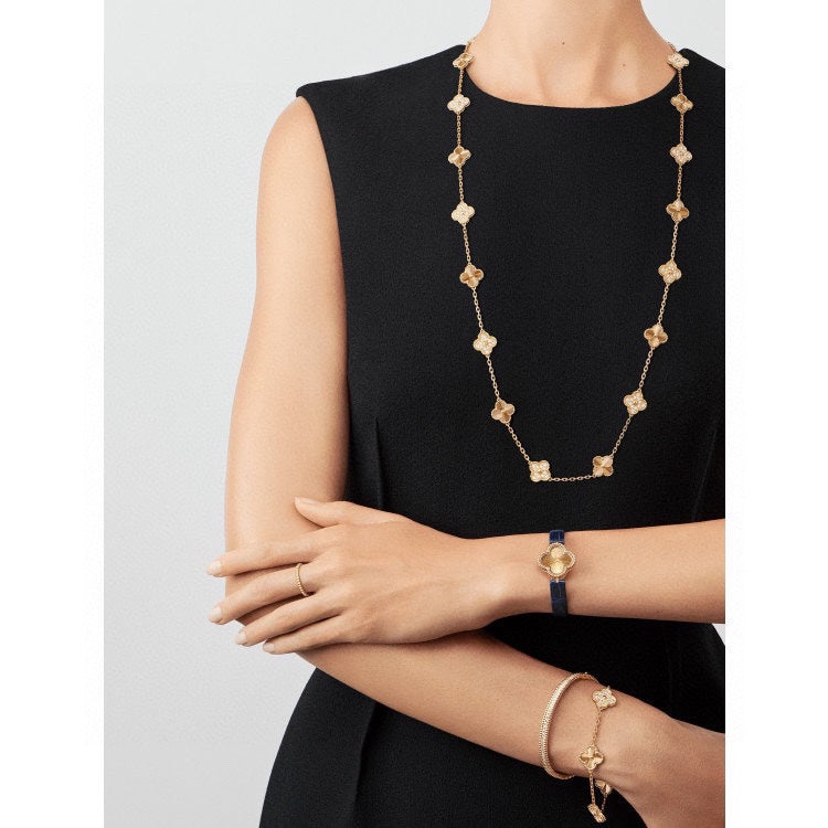 Vintage Alhambra Gold 20 Motifs Long Necklace