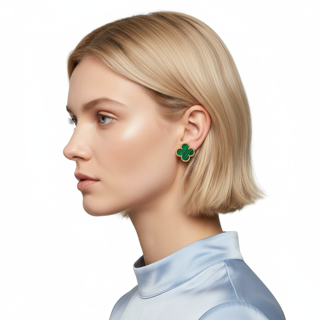 Vintage Alhambra Malachite Earrings