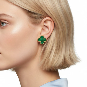 Vintage Alhambra Malachite Earrings