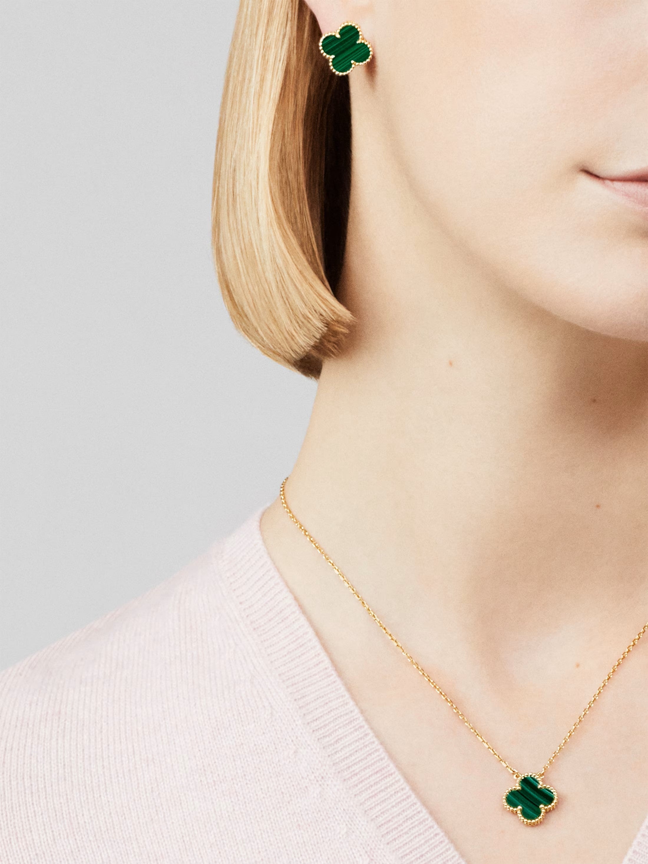 Vintage Alhambra Malachite Earrings