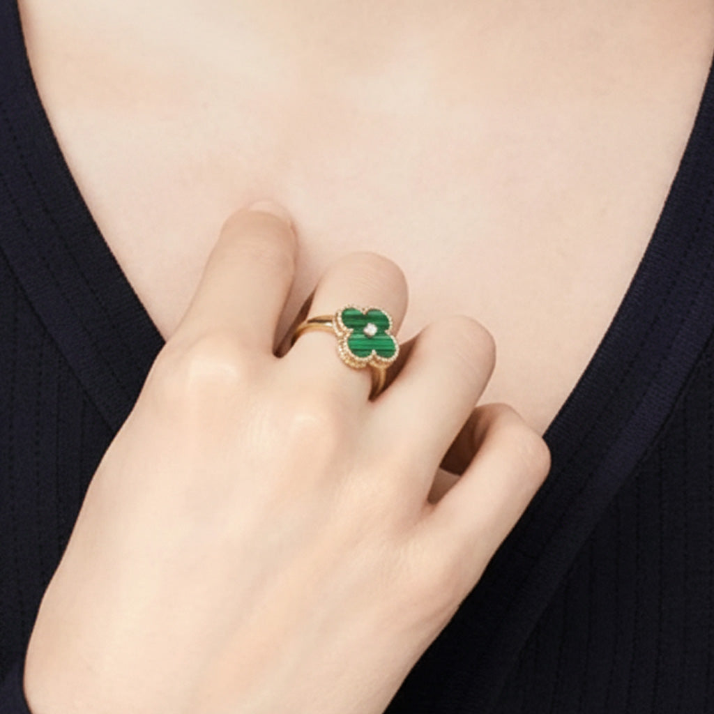 Vintage Alhambra Malachite Ring