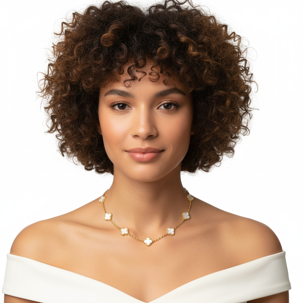 Vintage Alhambra Mother of Pearl 10 Motifs Necklace